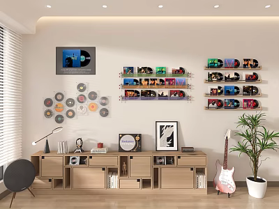 Modern Decorative Wall Hanging Ornaments With Vinyl Records And Decorative Plates For Living Room Home Decor 3d model