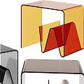 Modern Transparent Acrylic Desk With Colorful Geometric Frame And Sleek Design
