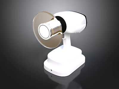White Compact Security Camera Electronic Device With Round Lens And Stable Base 3d model