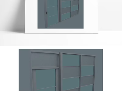 Modern Gray Interior Doors Featuring Glass Panels And Sleek Frames Design 3d model