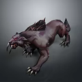 Ferocious Dark Fantasy Monster With Sharp Fangs Claws Red Eyes And Spiked Back