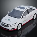 White Sedan Car with Social Alex Logo Black Roof and White Wheels