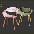 Modern Stylish Chairs With Curved Backrests And Wooden Legs In White And Light Green