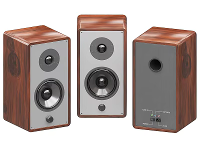 Wooden Audio Speakers Three Piece Set With Classic Design And High Quality Sound 3d model