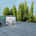 Solar Powered EV Charging Station With Green Trees And Parking Area