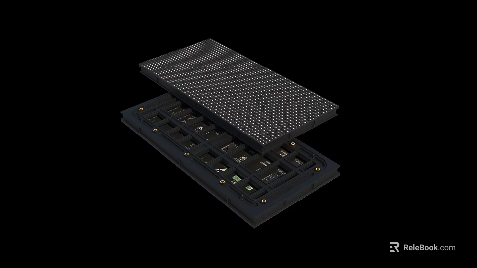 Public Facility Outdoor LED Display Module With Dot Matrix Screen And Control Base Structure 3d model 