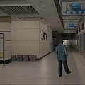Modern Station Interior Featuring Escalator Shiny Floor Bright Lighting And Pedestrians 3d model