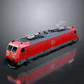 Red Electric Train Locomotive Featuring Pantograph On Top And Sleek Modern Design