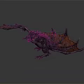 Game Movie Dragon Character With Red Wings Black Scaled Body And Sharp Spikes Claws