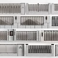 Modern Building Exterior Wall With Various Grille Designs And Texture Patterns 3d model