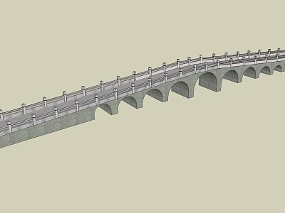 Scenic Landscape Bridge With Stone Arch Structure Multiple Arches And Railing Design 3d model