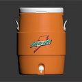 Orange Household Storage Barrel With White Lid Green Logo Bottom Tap And Handles