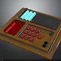 Vintage Control Panel With Red Buttons Green Strips Black Area And Round Knobs