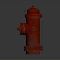 Red Fire Hydrant with Metallic Surface and Classic Urban Structure