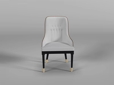 Modern White Dining Chair with Button Tufted Backrest Black Legs and Gold Accents 3d model