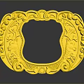 Golden Decorative Ornament With Intricate Carvings Detailed Patterns And Circular Design