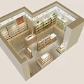 Modern Shopping Mall Store Interior With Bright Lighting Shelves And Product Displays