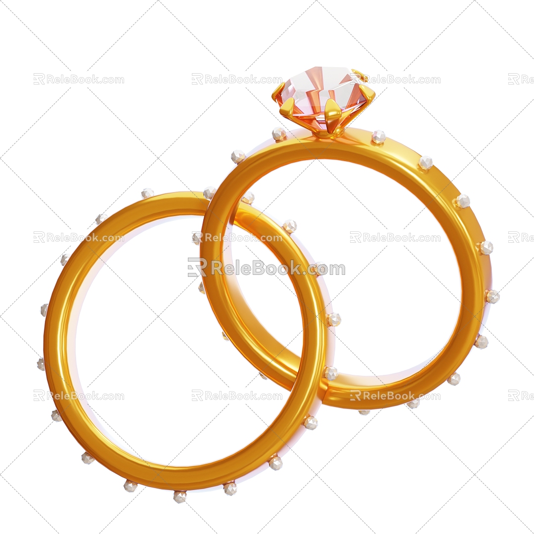 Modern Diamond Ring Ring Gold Ring 3d model