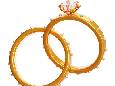 Modern Diamond Ring Gold Ring 3d model