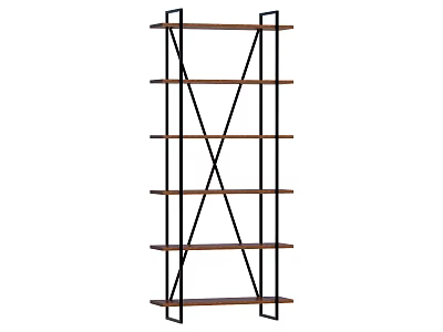 Modern Shelving Unit With Black Metal Frame And Wooden Shelves For Home Storage 3d model