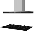 Modern Kitchen Range Hood And Gas Stove With Stainless Steel Design And Multiple Burners