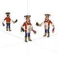 Cartoon Game Movie Characters with Red Shirts Blue Pants Hats Holding Tools Multiple Poses