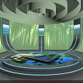 Modern Space With Circular Structure Green Bamboo Forest Central Water Pool And Stone Path 3d model