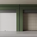 Green Walled Structure With White And Brown Roller Shutters Design 3d model