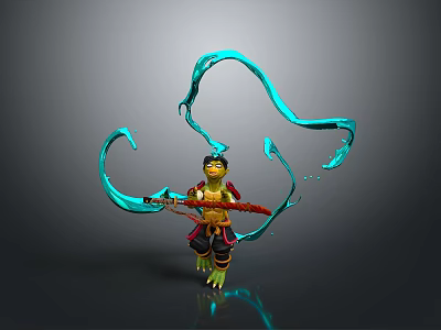 Ninja Turtle Character With Blue Flowing Energy And Red Warrior Armor 3d model