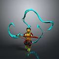 Ninja Turtle Character With Blue Flowing Energy And Red Warrior Armor