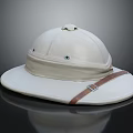 Cream Colored Wide Brim Hat With Brown Leather Strap Design 3d model