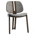 Modern Minimalist Chair Featuring Wooden Frame Gray Fabric Cushion And Backrest