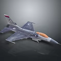 Fighter Jet Model With Gray Body Orange Canopy And Tail Fin Emblem