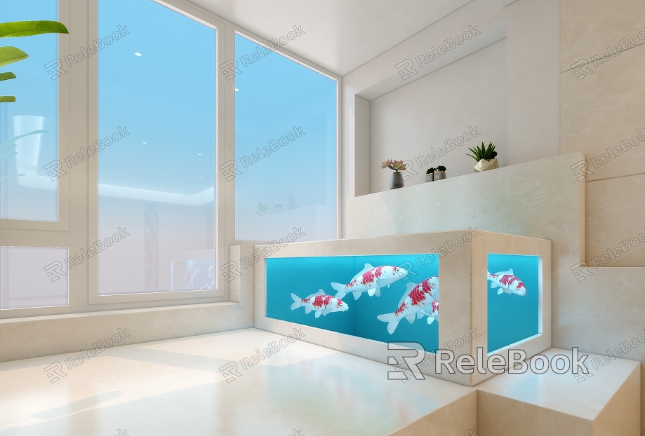 Modern fish tank indoor koi pond succulents model