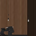 Modern Wall Sconces On Wooden Panel Wall With Black Geometric Furniture