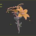 Cartoon Scene Featuring Orange Lilies With Green Stem And Leaves And White Sparkles