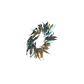 Stylish Teal And Gold Feather Wreath Circular Wall Decor For Living Space