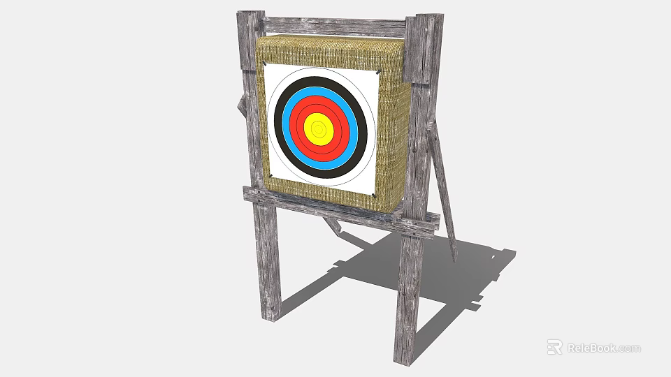 Outdoor Wooden Stand Archery Target Sports Equipment Featuring Colorful Bullseye Rings Design 3d model 