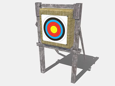 Outdoor Wooden Stand Archery Target Sports Equipment Featuring Colorful Bullseye Rings Design 3d model