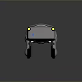 Quadruped Robot Device With Modern Design Yellow Lights Blue Logos And Wheeled Legs