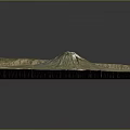 3D Topographic Terrain Model Featuring Mountain Peak Green Land And River Paths