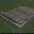 Aerial View Planning of Large Commercial Complex With Organized Layout Surrounding Roads And Green Spaces