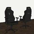 Black Leather Office Chair with Gold Logo and Adjustable Armrests Modern Design