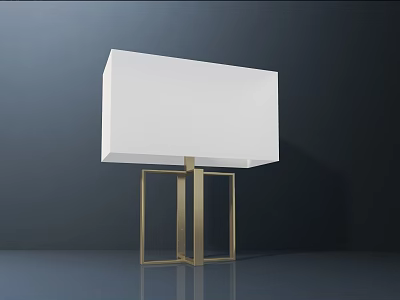 Modern White Storage Shelf with Golden Metal Stand on Dark Floor Background 3d model