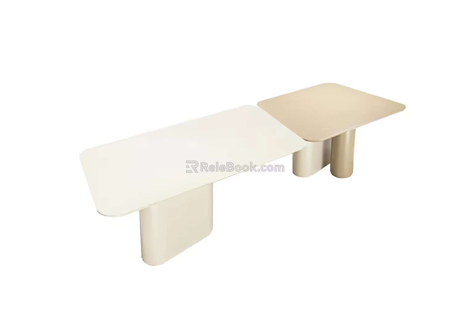 Nordic Italian Stitching Long Table Long Dining Table 3d model