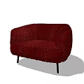 Red Textured Fabric Single Sofa With Modern Design And Black Legs 3d model