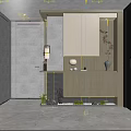 Modern Console And Side Cabinet Interior Design With Wooden Finish Decorative Vase And Lighting