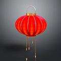 Traditional Red Round Lantern Furniture With Golden Trim Fabric And Hanging Tassels