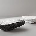 Black And White Stone Shaped Coffee Tables With Textured Surfaces 3d model