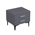 Gray Bedside Table With Two Drawers And Black Legs Modern Design 3d model